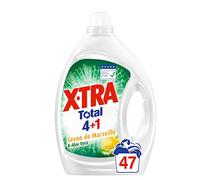 X•Tra Total - 47 lavages - Lessive liquide - 4en1 - Savon de Marseille & Aloe Vera - Convient aux peaux sensibles - Efficace dès 20°C - Propreté - Eclat - Fraîcheur - Economique - Emballage recyclable