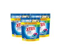 X-Tra Total, Lessive capsule, Trio-Caps, Total 4+1, Proprete, Eclat, Fraicheur, Engagé pour vous, Economique, Efficace des 20°C, 100% hydrosoluble, 54 lavages
