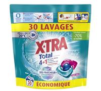 X•Tra Total - Lessive Capsules- Trio-Caps - 4+1 - Propreté - Eclat - Fraîcheur - Engagé pour vous - Economique - Parfum Givré - Déo Fraîcheur + - 24H Anti-Odeurs - Efficace des 20°C - 30 Lavages