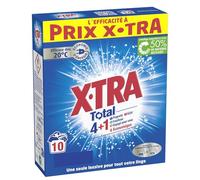 X, Tra Total - Lessive Poudre - 4 plus 1 - Propreté - Eclat - Fraîcheur - Engagé pour vous - Economique - Une seule lessive pour tout votre linge - Efficace des 20°C - 10 mesures
