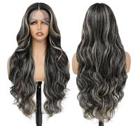 X-Tress Blonde Mixed Perruque Femme Highlight 28" Body Wave Naturelle13x4x1 Lace Front Perruque avec Lace Invisible Raie au Perruque Milieu Naturelle Femme Blend Wig