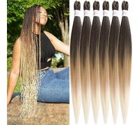 X-Tress Rajout Cheveux Tressés 6 Paquets Pré-étirés Tresses Ombre 26 Pouces Kanekalon Easy Braids Meches Cheveux pour Tresses Africaine Knotless Yaki Nattes Extensions de Cheveux(T1B/27/613)