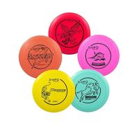X-UFO Disc Golf Pro Lot de 5 disques de golf avec putter, driver, milieu de gamme, mini disques, 157-175 g pour entraînement et sports de plein air (TPE-5YPROB)