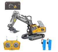 X-Verse Excavatrice télécommandée, véhicule de chantier télécommandé pour enfants, 1:20, pelleteuse sur chenilles RC avec pelle en métal, pelleteuse 11 canaux, rotation à 680°, lumière et effets