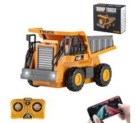 X-Verse Jouet télécommandé compact 1:64, mini chargeur compact RC avec effets lumineux et sonores, rotation à 360°, véhicule de construction télécommandé pour enfants, cadeau