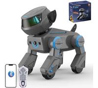 X-Verse Robote RC pour Enfants - Chien Robot Télécommandé, Parle et Interagit, Robot Chien Programmable avec Musique de Danse, Cadeau pour Garçons et Filles de 3 à 12 Ans, Gris