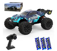 X-Verse Voiture télécommandée, 1:14, 100 km/h, 4WD, étanche, avec moteur sans balais 3S, 2,4 GHz, tout terrain, truggy tout-terrain, pour adultes, 3 batteries (bleu)