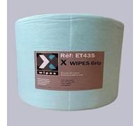 X WIPES GRIP - Rouleau d' Essuyage Non-Tissé - Très résistant à sec ou humide - Non pelucheux - Structure ajourée pour une rétention des poussières encore meilleure