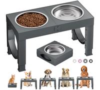X XBEN Gamelle Chien Surélevées de 5 Hauteurs Ajustables, Gamelle pour Chien avec 2 Bols en Acier Inoxydable de 1,5L, Pliable, Antidérapant, Convient aux Petits, Moyens et Grands Chiens