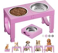 X XBEN Gamelle Chien Surélevées de 5 Hauteurs Ajustables, Gamelle pour Chien avec 2 Bols en Acier Inoxydable de 1,5L, Pliable, Antidérapant, Convient aux Petits, Moyens et Grands Chiens