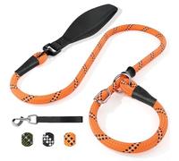 X XBEN Laisse Chien avec Stop IntéGré, 120cm RéFléChissant Longe pour Chien avec PoignéE Confortable RéSistante Convient Aux Chiens De Moyenne Et Grande Taille, 12mm, Orange
