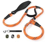X XBEN Laisse Chien avec Stop IntéGré, 180cm RéFléChissant Longe pour Chien avec PoignéE Confortable RéSistante Convient Aux Chiens De Moyenne Et Grande Taille, 12mm, Orange