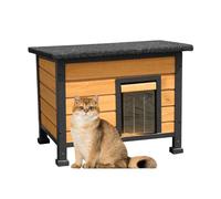 X-ZONE PET Niche en bois pour chat d'extérieur et d'intérieur - Résistante aux intempéries - Pour l'hiver - Clapier en bois pour lapins, cochons d'Inde, chat avec cadre en fer tout autour