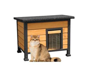 X-ZONE PET Niche en bois pour chat d'extérieur et d'intérieur - Résistante aux intempéries - Pour l'hiver - Clapier en bois pour lapins, cochons d'Inde, chat avec cadre en fer tout autour