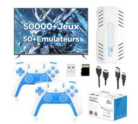 X10 Pro Console de Jeu Rétro 128 Go, Manette de Jeu avec 50 000+ Jeux Rétro Intégrés et 50+ Émulateurs, Émulateur Vidéo Plug and Play, Manette de Jeu avec 2 Manettes sans Fil 2,4 GHz pour TV (Bleu)