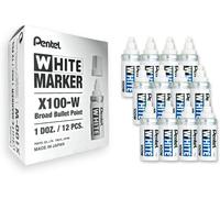 X100w-Blc Marqueur Peinture Pointe En Fibre Ogive Large Blanc Lot De 12[Z3865]