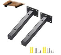 X1NGFU Support D'Étagère en Métal Flottant,Support d'angle Mural de Rayonnage Suspendus,Support D'Étagère Mural Flottant à Angle Droit en Fer,pour Décoration de Restaurant,2 Pièces(black18cm/7.1in)
