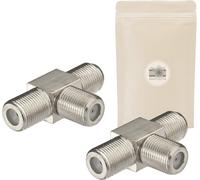 X2 Adaptateur T 3 Prise Femelle TV Type F RF coaxial Doubleur Splitter Y Diviseur connecteur a vis Satellite Antenne TNT Marque FRANÇAISE