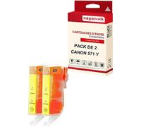 - x2 Cartouche compatible pour CANON CLI 571 XL CLI 571XL Jaune 0334C001/0388C001