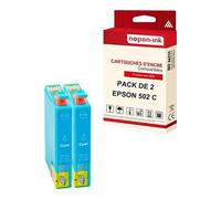 - x2 Cartouche compatible pour EPSON 502 XL 502XL Cyan Jumelles