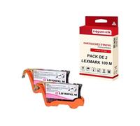 - x2 Cartouche compatible pour LEXMARK 100 XL 100XL Magenta