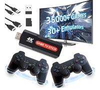 X2 Console de Jeu Rétro Game Stick 4K HD,30 000+ Jeux,30+ Émulateurs,Console retrogaming avec 2 manettes sans Fil,Recherche/Sauvegarde/Favoris de Jeux,Emulateur Console Retro Plug-and-Play pour TV