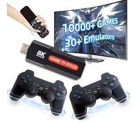 X2 Console de Jeu Rétro Game Stick 4K,Système Android 9.0 & 10 000+ Jeux 2 en 1,30+ Émulateurs,Console retrogaming avec Télécommande & 2 Manettes sans Fil,Emulateur Console Retro Plug & Play pour TV