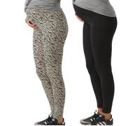 X2 Leggings de Grossesse Beige/Noir Femme Mamalicious Lemma S