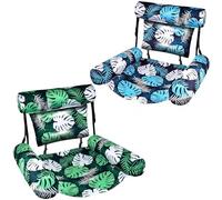 X2 Matelas Gonflable Piscine. Gonflables pour Piscine Adultes, Lot De 2 Fauteuils Flottants Confortables, Flotteurs Solides pour Adultes, Parfaits pour Les Fêtes, L’Été. (X2 Hamacs à Feuilles)