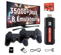 X2 Stick de Jeux Rétro, Console Retrogaming Intégrant 35 000+ Jeux Vidéo et 8 Émulateurs, Console de Jeux Rétro Plug and Play pour TV avec 2 Manettes sans Fil 2,4 GHz, Joysticks Demulateuroubles 3D