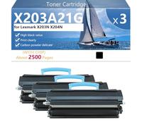 X203A21G Cartouche de Toner Haute Capacité Compatible pour Lexmark X203N X204N Imprimantes, Impression Haute Définition, 2500 Pages,Black-3 Pack