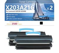 X203A21G Cartouches de Toner de Remplacement avec Puce pour Lexmark X203N X204N Imprimantes【Volume d'impression Élevé】,Black-2 Pack