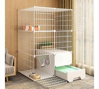 x2DfY7p Aération Enclos for Animaux de Compagnie, Cage d'exercice for Animaux de Compagnie, avec Porte et bac à litière fermé for Un Nettoyage Facile et l'élimination des odeurs(75 * 49 * 109CM)