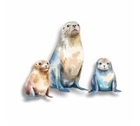 x3 Autocollants Phoque pour Décoration Murale, Couvrir les Marques, Mugs et Tasses, Pare-chocs de Voiture, Douche et Carrelage, Toilettes, Ordinateur Portable et Plus - Stickers Vinyle Animaux Marins