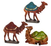X3 Chameaux de Noël ou animaux de crèche 10 cm. Chameaux pour figurines rois mages ou figurines de Noël 10 cm. Complétez votre portail de crèche avec les trois figurines des rois mages.