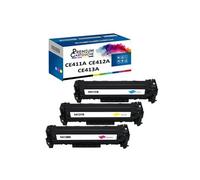 - x3 Toners - CE411A + CE413A + CE412A (Cyan + Magenta + Jaune) - Compatible pour HP Color LaserJet CM3530FS HP C