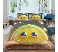 X3F7M2Q5J Housse de Couette Citron Mignon Chambre Ado | Double（200x200cm）toucher microfibre anti-allergie fermeture éclair entretien facile cadeau jeune
