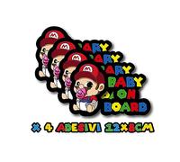 x4 Autocollant pour voiture enfant à bord à thème Super Mario - Baby on Board avec une touche de ludique et de style - Achetez maintenant pour un guide amusant!