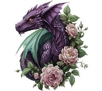 x4 Autocollants en vinyle Dragon Violet Couvrent les Marques Non Transparents Imperméables Décalcomanies 1@ 20cm de Haut Idéal pour Toilettes ou Voiture. 3@ 7cm de Haut Idéal pour Coque de Téléphone