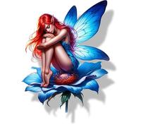 x4 Autocollants en vinyle fleur bleu néon couvrent les marques, non transparents, imperméables, décalcomanies art floral 1@ 20cm de haut idéal pour toilettes ou voiture. 3@ 7cm de haut idéal pour