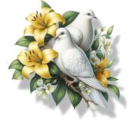 x4 Autocollants en vinyle Fleur Colombe Jaune Couvrez les marques Non transparents Imperméables Art floral Décals 1@ 20 cm de haut Idéal pour les toilettes ou la voiture. 3@ 7 cm de haut Idéal pour