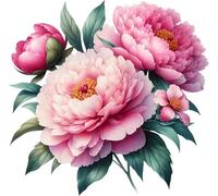 x4 Autocollants en vinyle fleur de pivoine rose tendre, décalcomanies étanches et occultantes vibrantes, polyvalentes 1@ 20 cm de haut Idéal pour les toilettes, la voiture ou l'ordinateur portable. 3