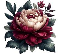 x4 Autocollants en vinyle Fleur Pivoine Sombre, Décalcomanies Vives Non Transparentes, Multi Usages 1 à 20 cm de Haut Idéal pour Toilettes, Voiture ou Ordinateur Portable. 3 à 7 cm de Haut Idéal pour