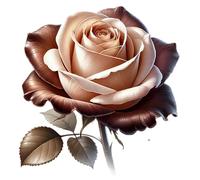 x4 Autocollants en vinyle Fleur Rose Dorée, Autocollants Floraux Imperméables 1@50cm de Haut Idéal pour Mur, Toilettes, Ordinateur Portable ou Pare-Chocs de Voiture. 3@18cm de Haut Idéal pour