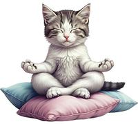 x4 Autocollants en vinyle motif chat yoga, marques de protection, autocollants art chaton imperméables 1@ 20 cm de haut Idéal pour les toilettes, ordinateur portable ou voiture. 3@ 7 cm Idéal pour