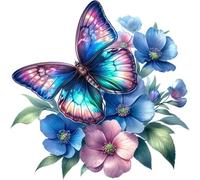 x4 Autocollants en vinyle papillon fleur néon, couvrent les marques non transparents et résistants aux intempéries décalcomanies multi-usage 1@150mm 1@120mm et 2@70mm toilettes mur voiture ordinateur