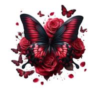 x4 Autocollants papillon Rouge Swallowtail, Décalcomanies florales en vinyle pour couvrir les marques, 1@20 cm & 3@7 cm, DIY à peler et coller, Décor mural, Graphiques multi-usages résistants aux