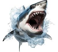 x4 Autocollants Requin pour Décoration Murale, Couver les Marques, Tasses & Gobelets, Pare-Chocs de Voiture, Douche & Carrelage, Toilettes, Ordinateur Portable & Plus - Autocollants en Vinyle