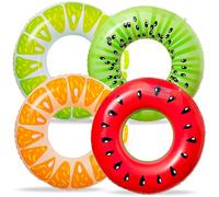 X4 Bouée pour Piscine ou Plage Forme de Fruits pour Piscine. Bouées Pastèque, Kiwi, Citron, Orange. Design Gonflable et Résistant. Profitez de l’Été avec Ces Grandes Bouées de Piscine.