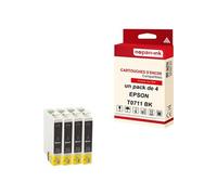 - x4 Cartouche compatible pour EPSON T0711 XL T0711XL Noir Guépard